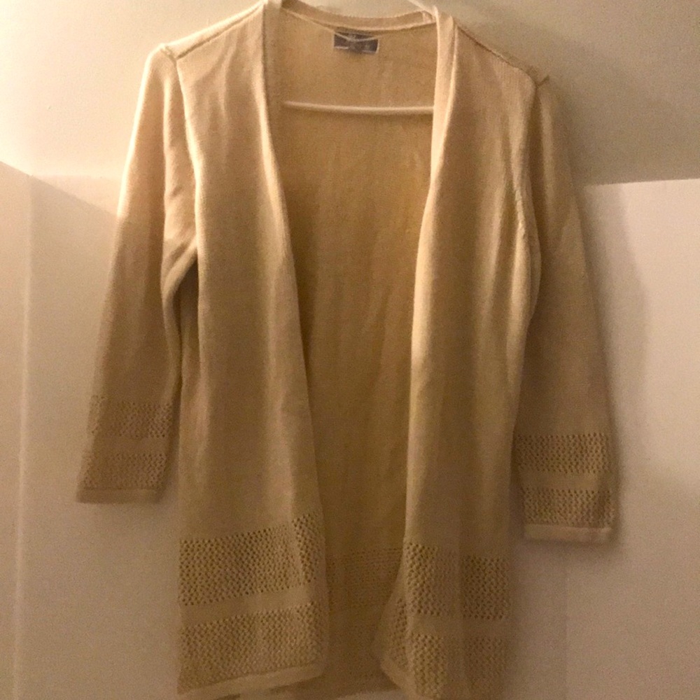 JM Collection cardigan size ps petite long sleeves cream tan knit office core